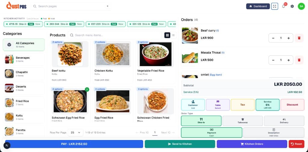 QustPOS Restaurant POS Interface Preview