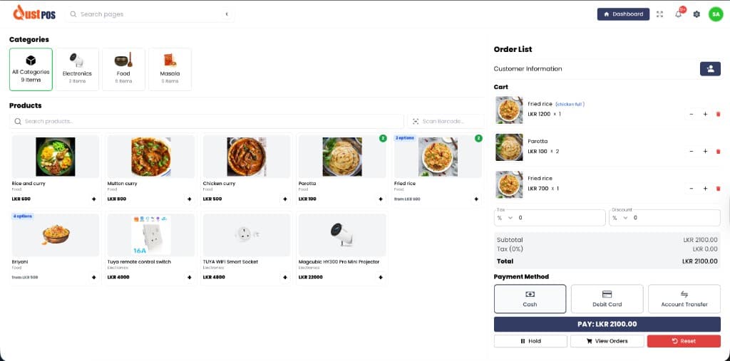 QustPOS Interface Preview